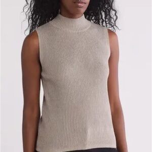 Buy 2 get one FREE💕 HALOGEN Sleeveless Ribbed Knit Top - Beige